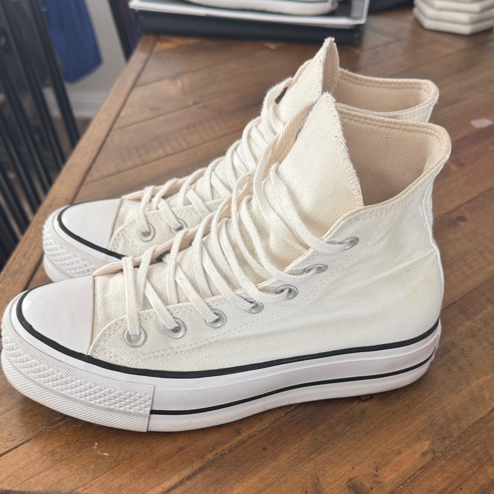 Classic White High-Top Platform Sneakers